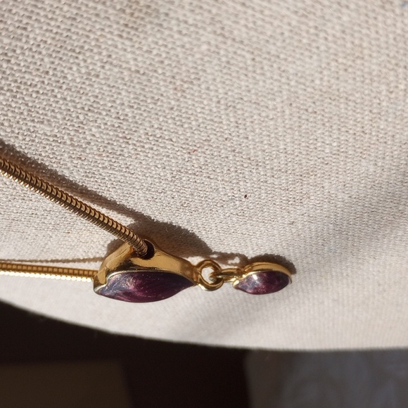 Vintage Purple enamel double heart slid 24inch necklace - Picture 5 of 8